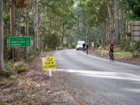 Riders at the top of the climb to Moina